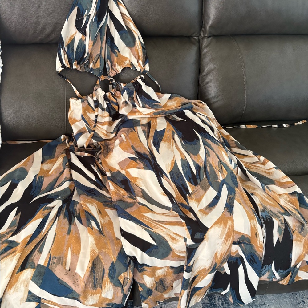 Abstract Patterned Halter Dress